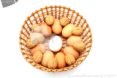 Image of Eggs with nuts in the basket