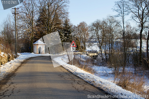 Image of Winter road on a sunny frosty day