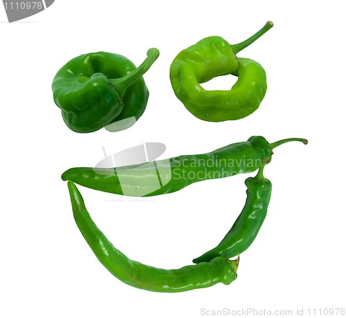 Image of Smile "grin" composed of green peppers