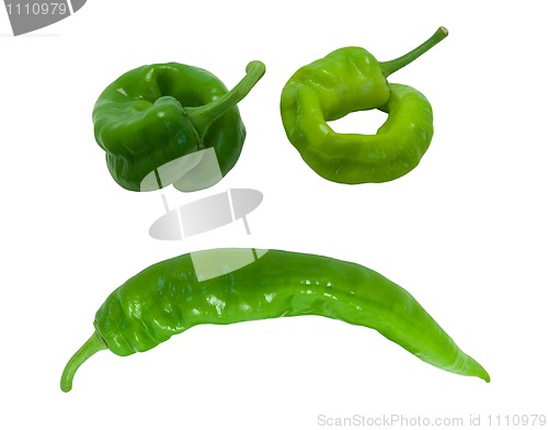 Image of Smile "sad" composed of green peppers