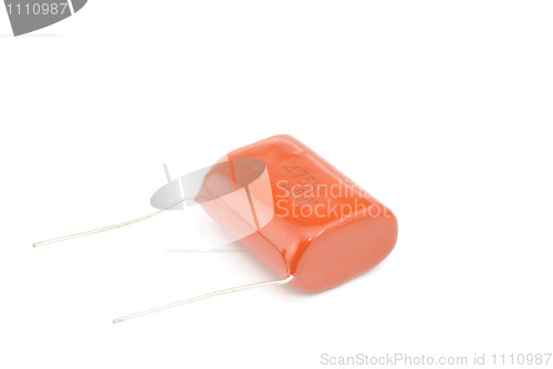 Image of Orange  capacitor  isolated on white 