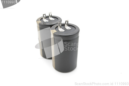 Image of Black electrolytic capacitor for flash isolated on white 