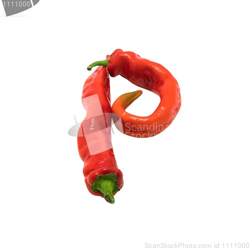 Image of Letter P composed of chili peppers