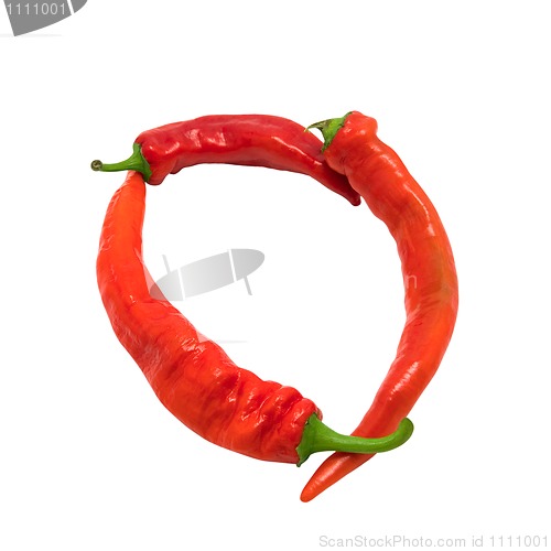 Image of Letter O composed of chili peppers