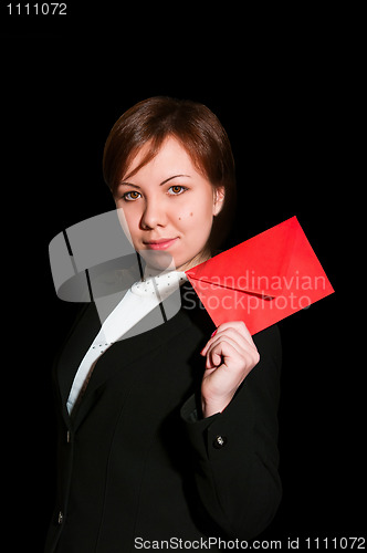 Image of Pretty young business woman with envelope