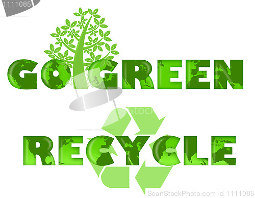 Image of Go Green Recycle Logo with World Map