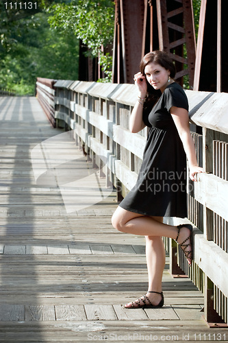 Image of Carefree Brunette Woman Alone