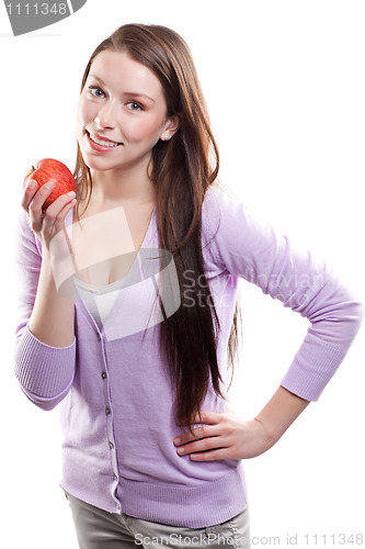 Image of Woman holding an apple