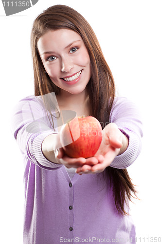 Image of Woman holding an apple