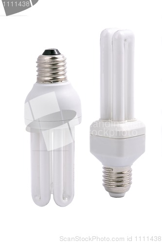 Image of Two modern energy saving light bulbs