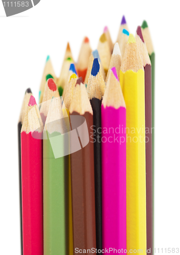 Image of Set of colored wooden pencils