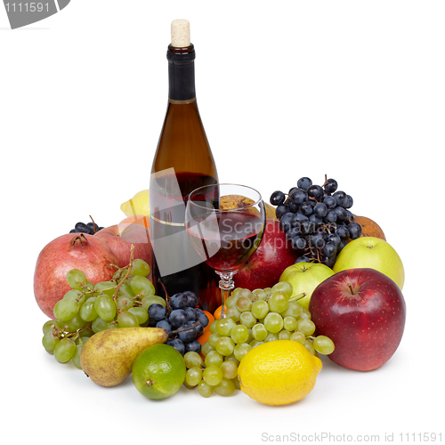 Image of Still-life from various fruit and wine