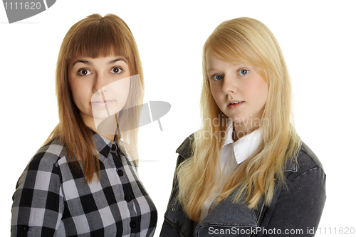 Image of Two girls - friendson white