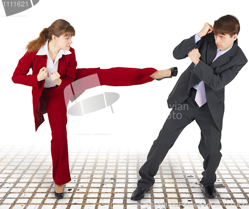 Image of Extreme office quarrel men and women