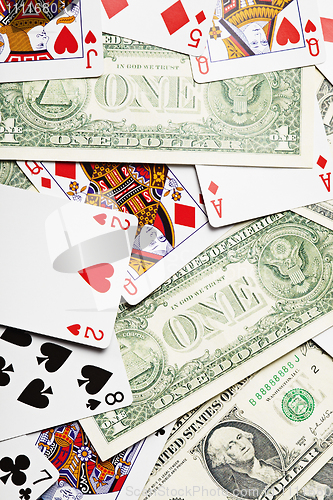 Image of Background of playing cards and money