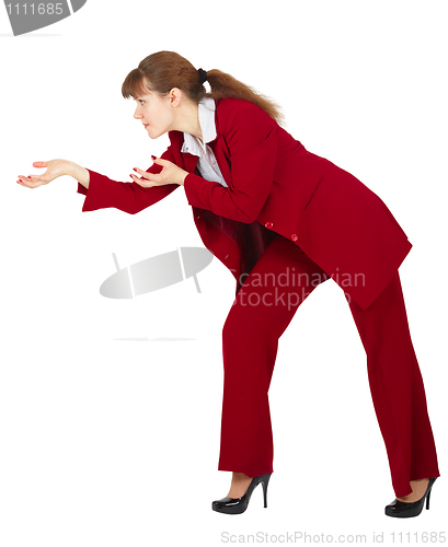 Image of Businesswoman conjures isolated on white