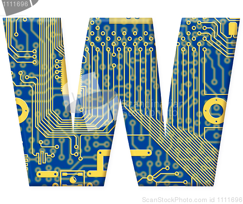 Image of Letter from electronic circuit board alphabet on white backgroun