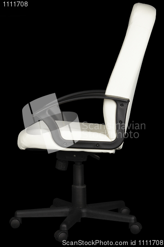 Image of White leather office chair on black background