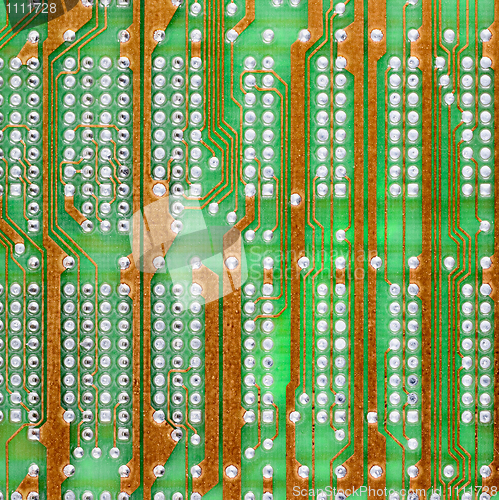 Image of Hi-tech electronic circuit board green texture