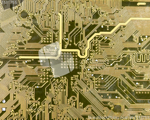 Image of Hi-tech circuit board golden background