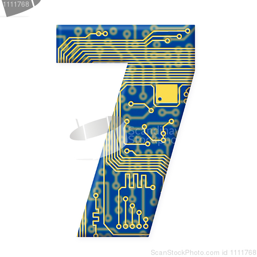 Image of Digit from electronic circuit board alphabet on white background