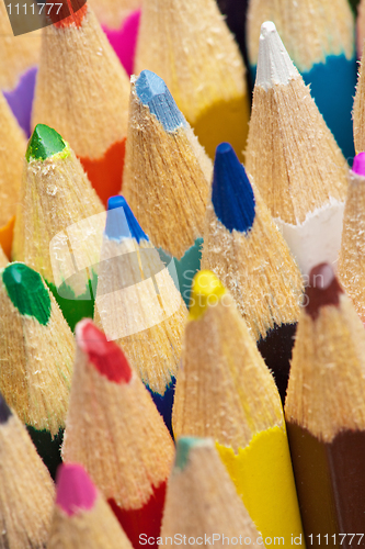 Image of Tips of color pencils close up