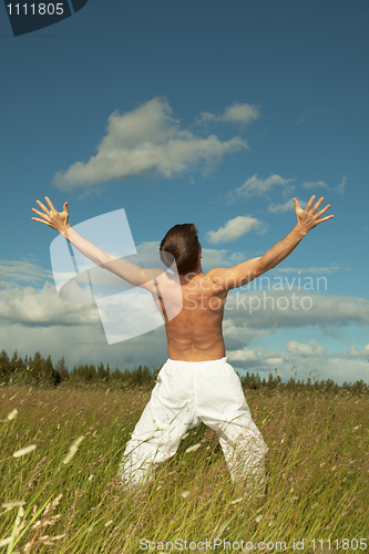 Image of Person emotionally rejoices lives