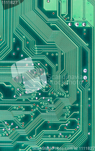 Image of Industrial electronic high-tech circuit green background