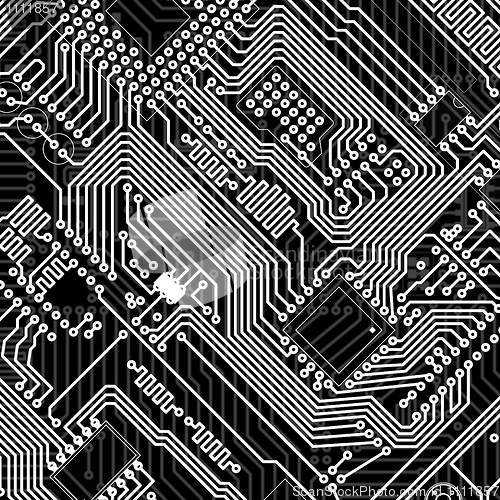 Image of Circuit board industrial electronic monochrome background