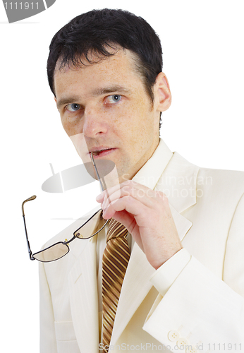Image of Portrait of pensive businessman