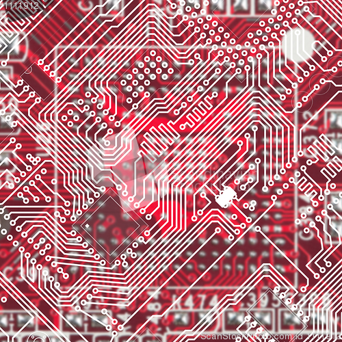 Image of Red electronic technological circuit board background