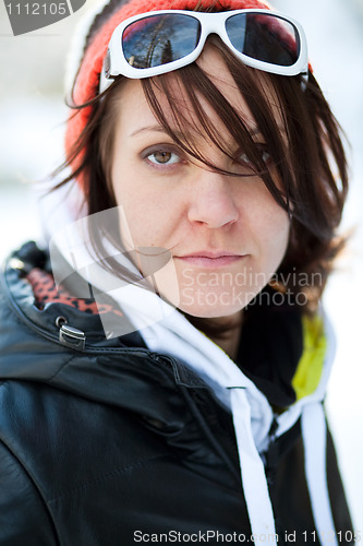 Image of Portrait of a trendy winter woman
