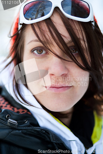 Image of Portrait of a trendy winter woman