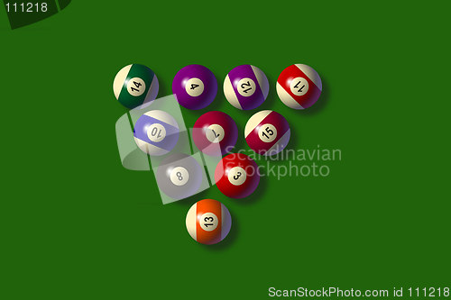 Image of pool balls on a green background