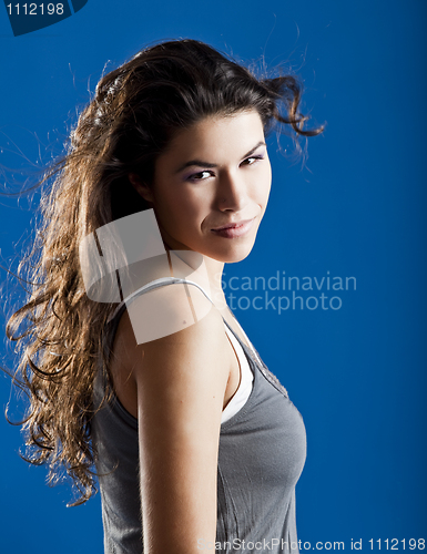 Image of Beautiful girl in blue