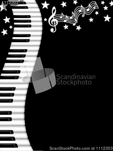 Image of Wavy Piano Keyboard Black and White Background