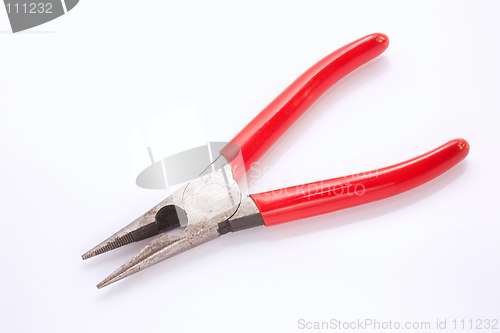 Image of red handled pliers