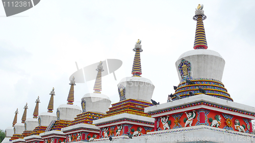 Image of Landmarks of Tibetan stupa in a lamasery