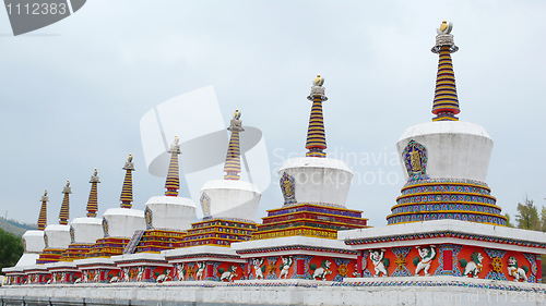 Image of Landmarks of Tibetan stupa in a lamasery