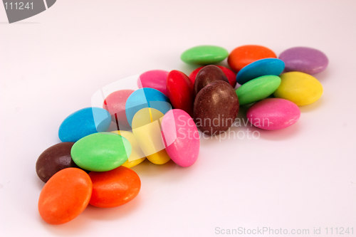 Image of row of coloured candy buttons