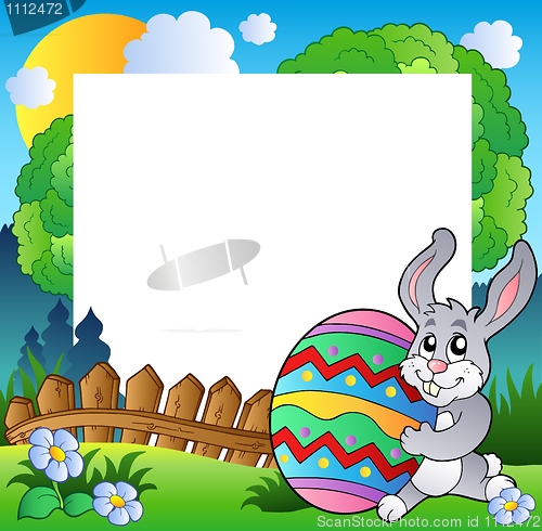 Image of Easter frame with bunny holding egg