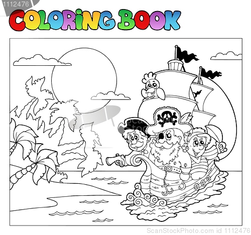 Image of Coloring book with pirate scene 3