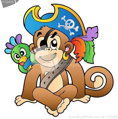 Image of Pirate monkey with parrot