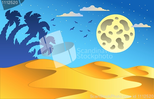 Image of Cartoon night desert landscape