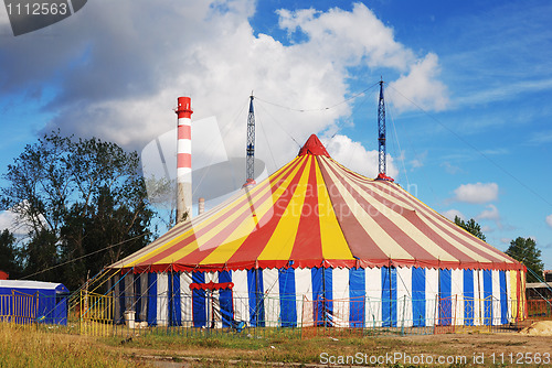 Image of striped circus tent