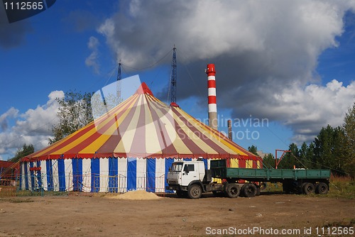 Image of striped circus tent