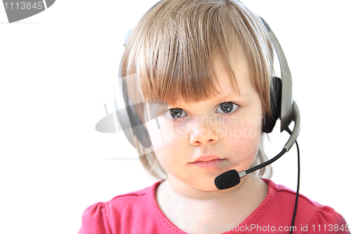 Image of Toddler girl with a headset