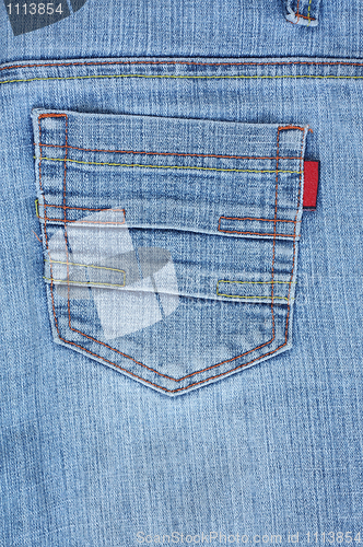 Image of Blue jeans back pocket