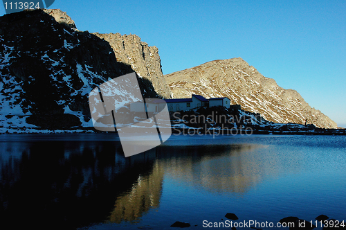 Image of Mountains at lakeside in winter