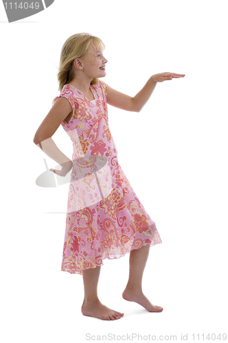 Image of blond girl doing a funny dancing 